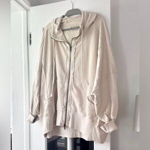 We The Free Creamy Ecru Oversized Zip Sweatshirt, LG